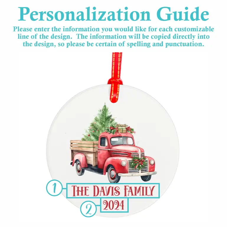 Classic Christmas Truck | Ceramic Tree Ornament